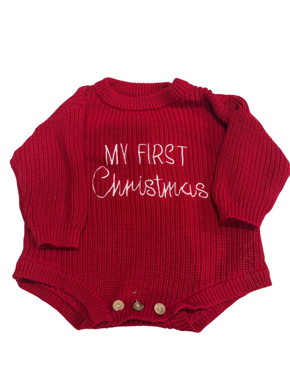My First Christmas Red Knit One-Piece